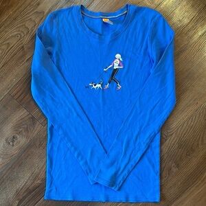Lucy Blue Long Sleeve Tee with Graphic Design